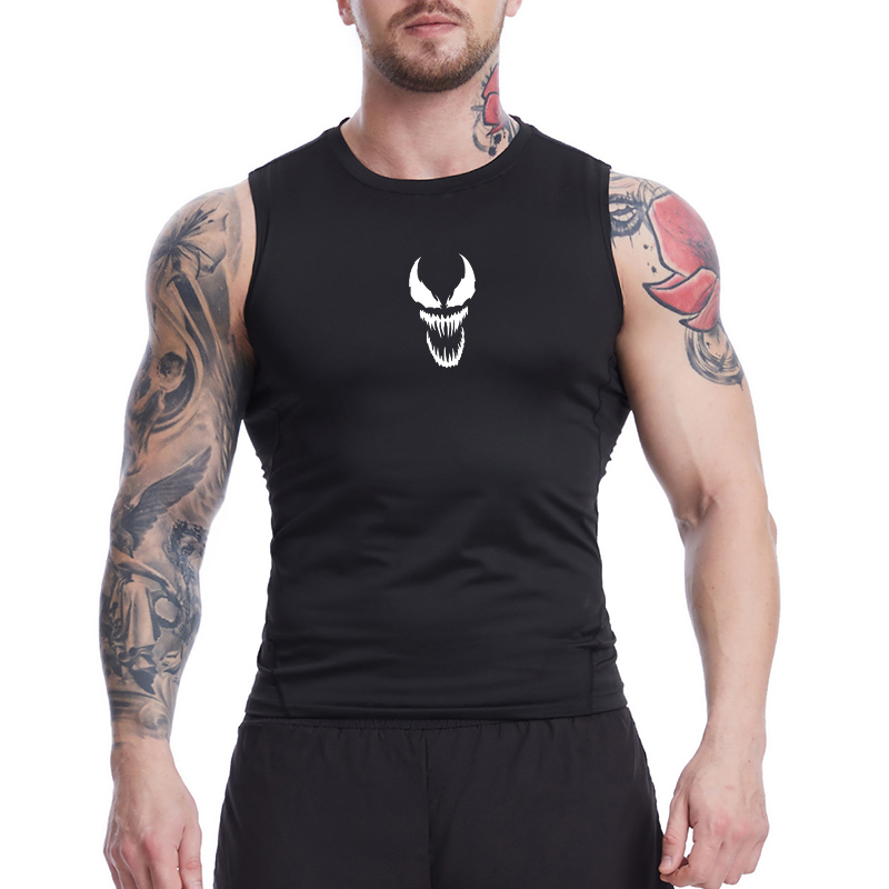 グラフィックノースリーブコンプレッションシャツ男性用夏アスレ - Sleeveless Undershirt のレビューと価格