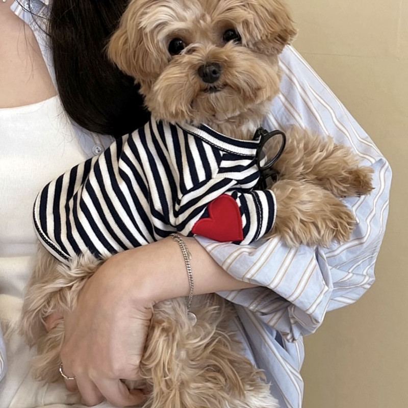 小型犬用犬用ベストペット犬服夏冷却Tシャツ綿ハートストライプ - Sleeveless Undershirt のレビューと価格