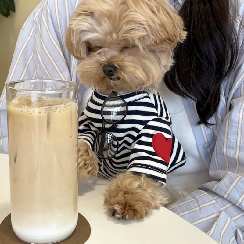 小型犬用犬用ベストペット犬服夏冷却Tシャツ綿ハートストライプ - Sleeveless Undershirt のレビューと価格